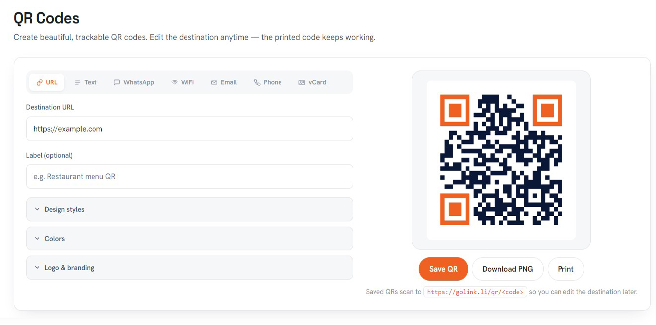 Linkly QR code scan analytics dashboard